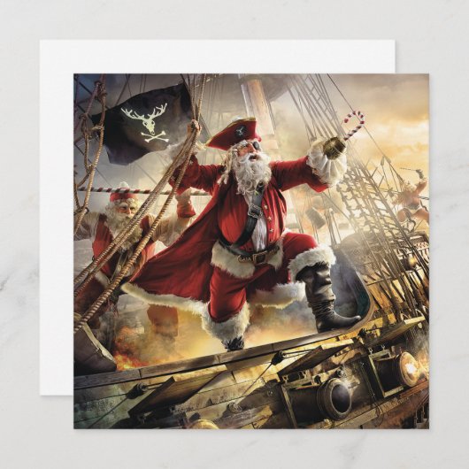 Pirate Santa Feestdagenkaart (Voorkant / Achterkant)