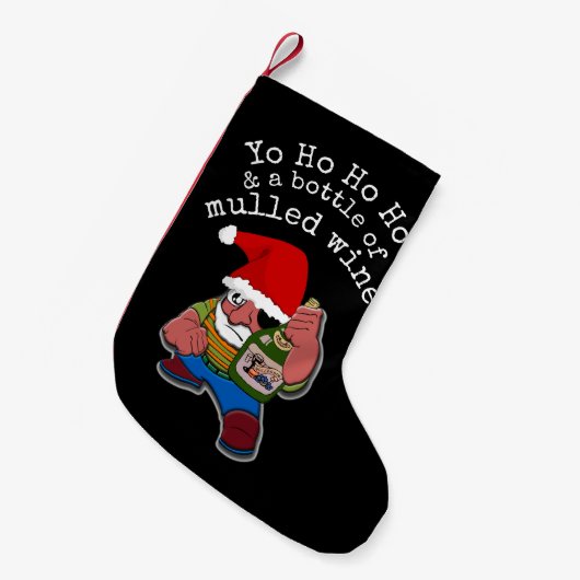 Pirate Santa Funny Mulled Wine Kerstmis Kleine Kerstsok (Voorkant (Hangend))