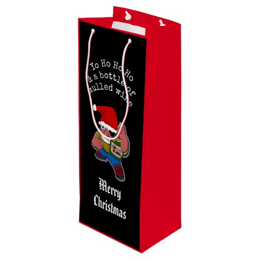 Pirate Santa Funny Mulled Wine Kerstmis Wijn Cadeautas (Achterkant Gekanteld)