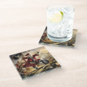 Pirate Santa Glazen Onderzetter (Schuin)