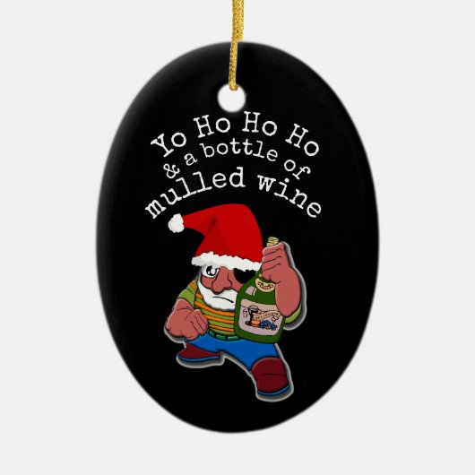 Pirate Santa Mulled Wine kerst Keramisch Ornament (Voorkant)