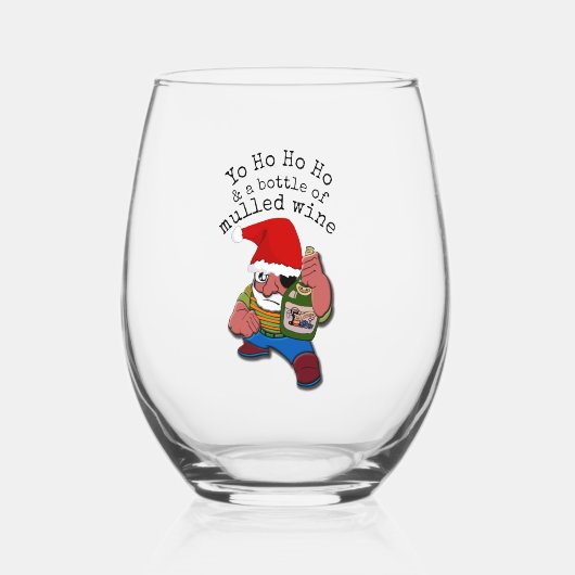 Pirate Santa Mulled Wine kerst Wijnglas Zonder Voet (Voorkant)