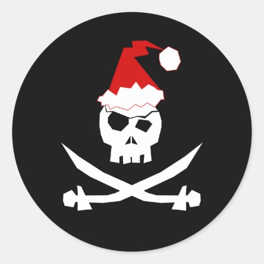 Pirate Santa Ronde Sticker (Voorkant)