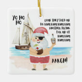 Pirate Santa Schip Rum Grappige Kustkerst Keramisch Ornament (Voorkant)