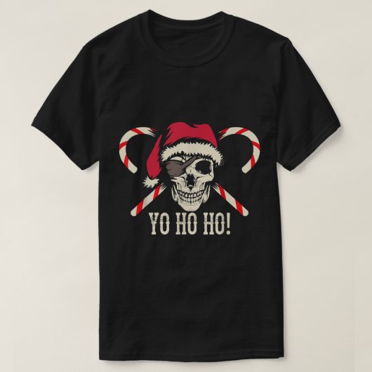 Pirate Santa Skull Yo Ho Ho Design T-shirt (Design voorkant)