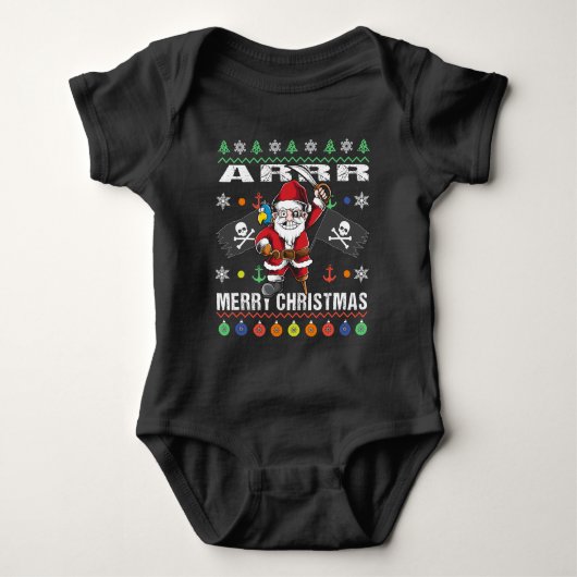 Pirate Santa Tacky Xmas Sweater Ar Merry Kerstmis Romper (Voorkant)