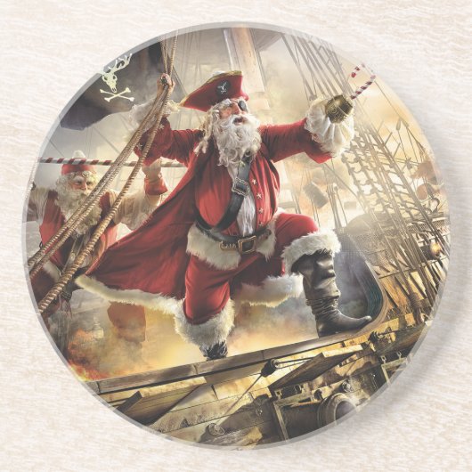 Pirate Santa Zandsteen Onderzetter (Voorkant)