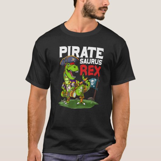 Pirate Saurus Rex Dinosaur Jolly Roger Halloween C T-shirt (Voorkant)