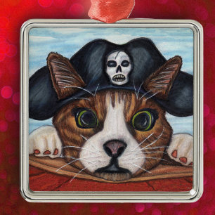 Pirate Schattige Surprised Cat Metalen Ornament