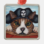 Pirate Schattige Surprised Cat Metalen Ornament (Voorkant)