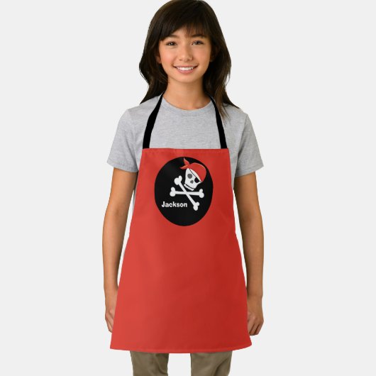 Pirate schedel Cool Custom Rood Zwart Kinder Monog Schort (Insitu)