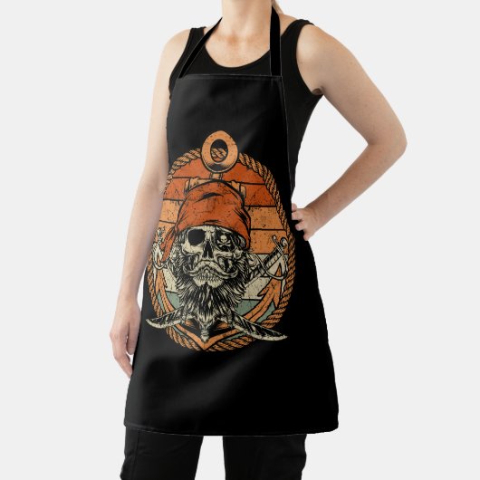  Pirate schedel Crossbones Vlaggenstijl Hallowe Schort (Insitu)