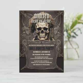 Pirate schedel gezicht zwart Halloween Party Kaart