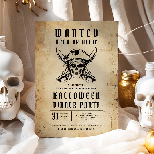 Pirate Schedel Halloween Dinerfeest  Kaart