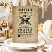 Pirate Schedel Halloween Dinerfeest  Kaart