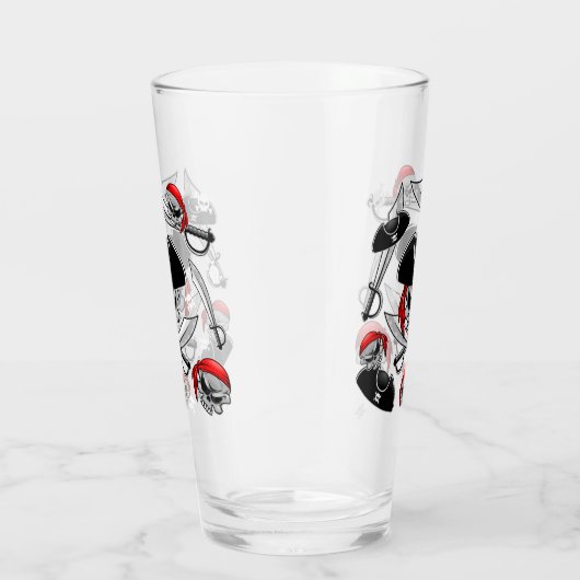 Pirate schedel met gekruiste sabels glas (Rechts)