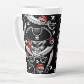 Pirate schedel met gekruiste sabels latte mok (Linkerhoek)