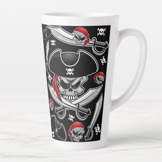 Pirate schedel met gekruiste sabels latte mok (Rechts)