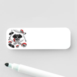 Pirate schedel met gekruiste sabels naamplaatje