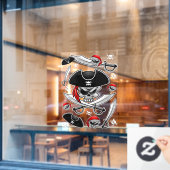 Pirate schedel met gekruiste sabels raamsticker (Cafe Raam)