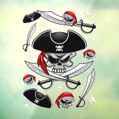 Pirate schedel met gekruiste sabels raamsticker (Vel 3)