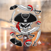 Pirate schedel met gekruiste sabels raamsticker (Vel 2)
