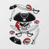 Pirate schedel met gekruiste sabels raamsticker (Vel)