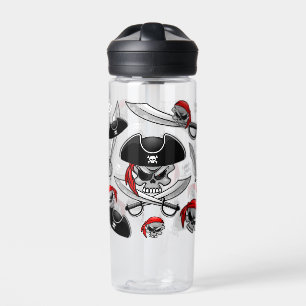 Pirate schedel met gekruiste sabels waterfles