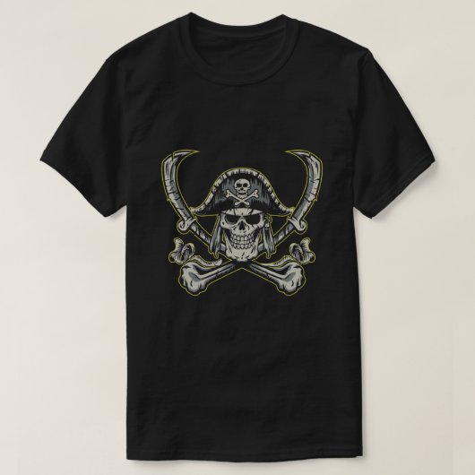 Pirate schedel met griezelige grijns t-shirt (Design voorkant)