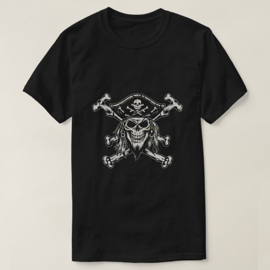 Pirate schedel met griezelige grijns t-shirt (Design voorkant)
