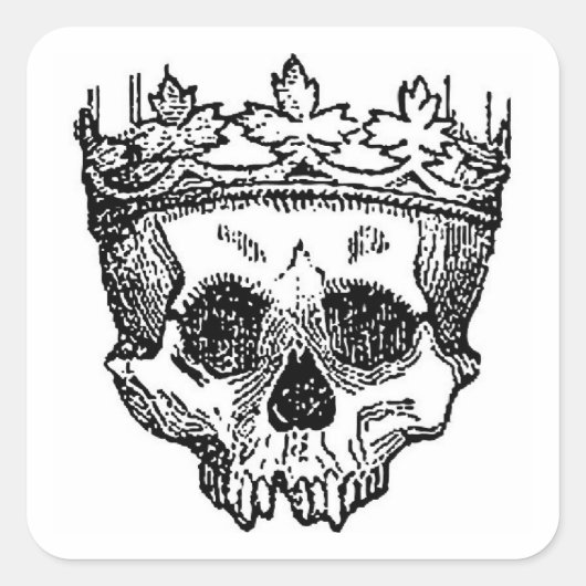 Pirate schedel met kroon vierkante sticker (Voorkant)