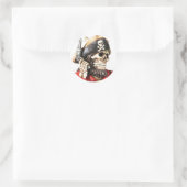 Pirate schedel met pistool ronde sticker (Tas)