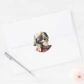 Pirate schedel met pistool ronde sticker (Envelop)