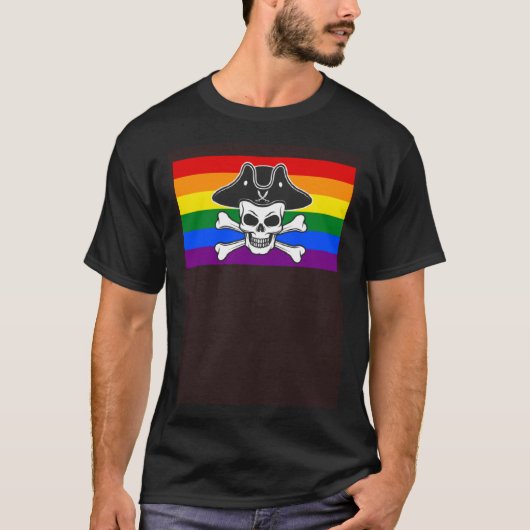Pirate schedel nautische gay pride vlag esthetisch t-shirt (Voorkant)