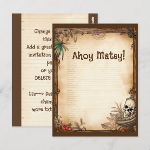 Pirate Schedel Praat als een piraat verjaardag Briefkaart