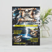 Pirate schedel schatkaart storm bij zee kaart (Staand voorkant)