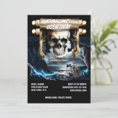 Pirate schedel scroll spookschip nacht storm zee kaart (Staand voorkant)