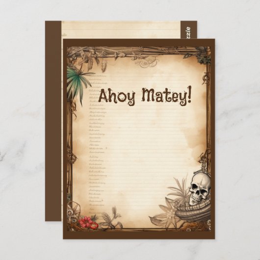 Pirate Schedel Talk als een piraat verjaardag Briefkaart (Voorkant / Achterkant)