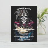 Pirate schedel vrouw grot schat thema feest kaart (Staand voorkant)