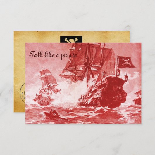 PIRATE SCHIP BATTLE / ANTIEK PIRATEN BEHANDELINGSK AANKONDIGING (Voorkant / Achterkant)