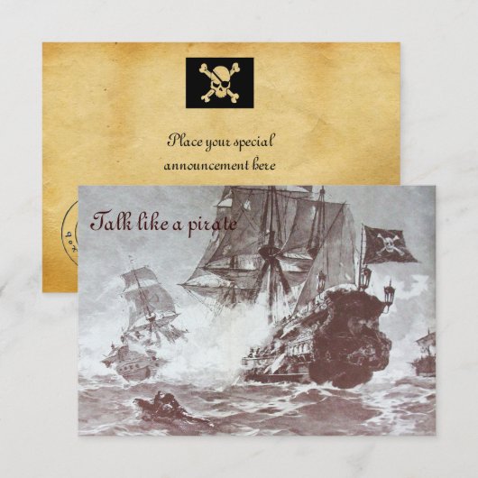 PIRATE SCHIP BATTLE / ANTIEK PIRATEN BEHANDELINGSK AANKONDIGING (Voorkant / Achterkant)