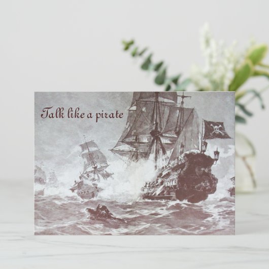 PIRATE SCHIP BATTLE / ANTIEK PIRATEN BEHANDELINGSK AANKONDIGING (Staand voorkant)