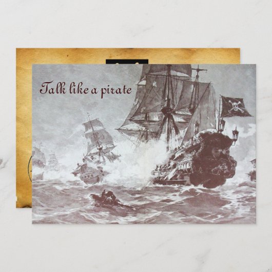 PIRATE SCHIP BATTLE / ANTIEK PIRATEN BEHANDELINGSK AANKONDIGING (Voorkant / Achterkant)