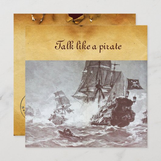 PIRATE SCHIP BATTLE / ANTIEK PIRATEN BEHANDELINGSK AANKONDIGING (Voorkant / Achterkant)