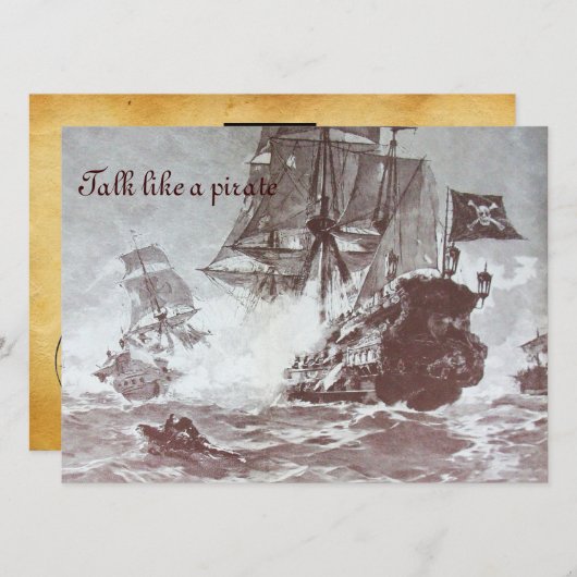 PIRATE SCHIP BATTLE / ANTIEK PIRATEN BEHANDELINGSK AANKONDIGING (Voorkant / Achterkant)