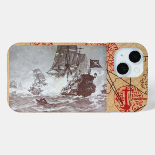 PIRATE SCHIP BATTLE / ANTIEK PIRATEN BEHANDELINGSK iPhone 15 CASE