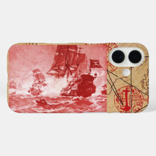 PIRATE SCHIP BATTLE / ANTIEK PIRATEN BEHANDELINGSK iPhone 16 HOESJE