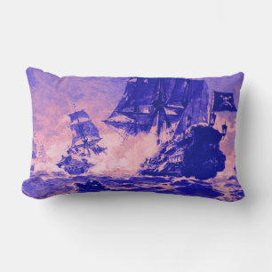 PIRATE SCHIP BATTLE IN blauw roze Kussen