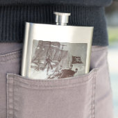 PIRATE SCHIP BATTLE IN zwart Heupfles (Voorbeeld)