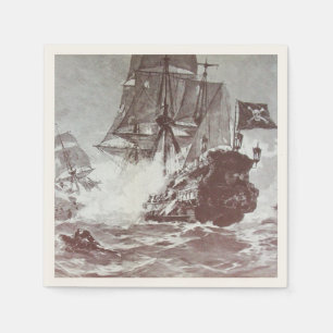 PIRATE SCHIP BATTLE IN zwart Servetten